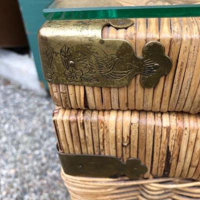 316:  Vintage Wicker Chest with Glass Top 