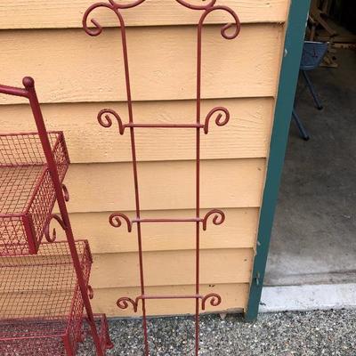 318:  Red Kitchen Storage Rack and Red Plate Wall Rack 