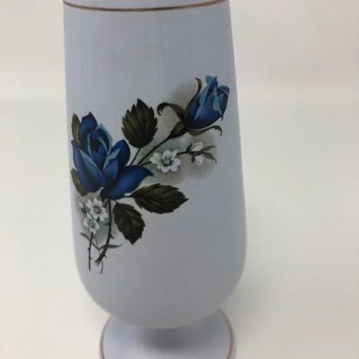 131:  Flora 'Ice Rose' Hand Painted Floral Vase  