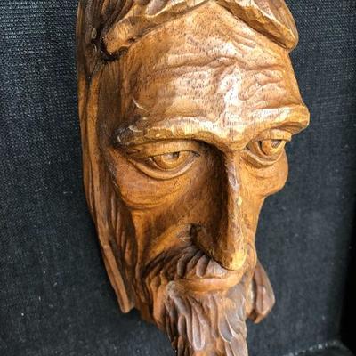 313:  Original Vintage Hand Carved Wood Head 