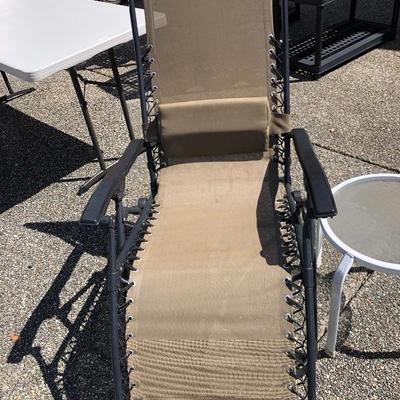 220:  Lounge Lawn Chair, Side Table and Propane Lantern