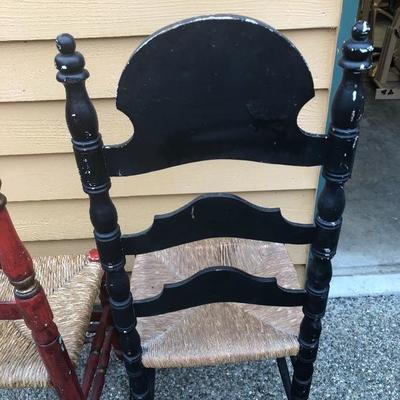 322:  Vintage Wicker bottomed Wood Chairs