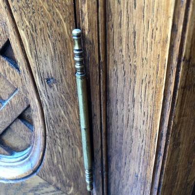 302:  Antique German Solid Wood Hand Carved Corner Hutch