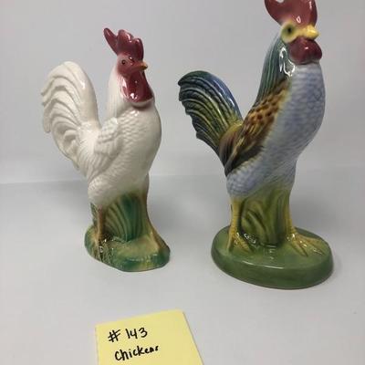 142:   Porcelain Vintage Roosters