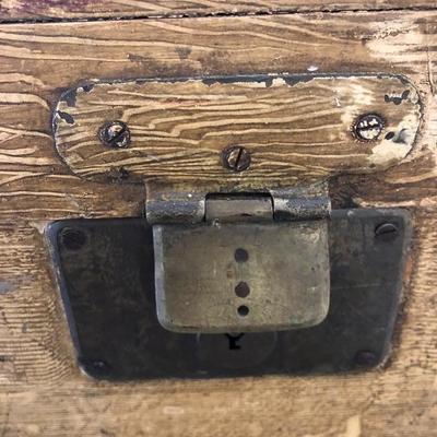 176:  Antique Solid Wood Travel Chest