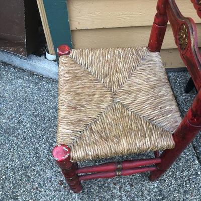 322:  Vintage Wicker bottomed Wood Chairs