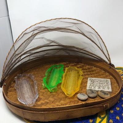 194:  Picnic Screen Basket, Corn on the Cob Holders, Placemats, and More