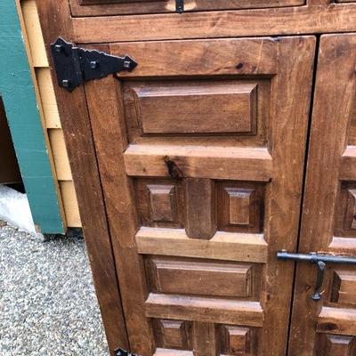 306:  Antique Solid Wood Entry Cabinet