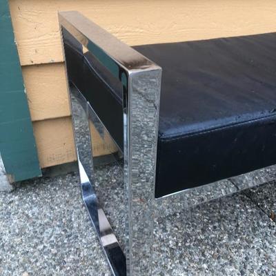323:  Vinyl and Metal Bench Mid Century Style Bench