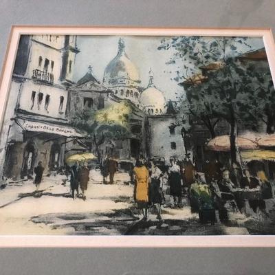 185:  Framed Rome Watercolor Painting
