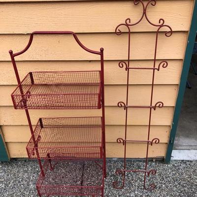 318:  Red Kitchen Storage Rack and Red Plate Wall Rack 