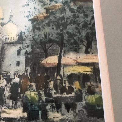 185:  Framed Rome Watercolor Painting