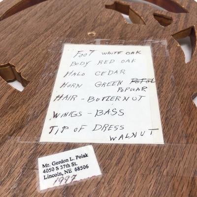 202:  Multi Wood Hand Crafted Angel, Porcelain Angels 