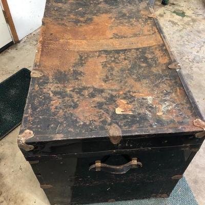 177:  Antique Well Traveled Travel Trunk 