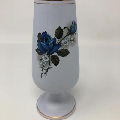 131:  Flora 'Ice Rose' Hand Painted Floral Vase  