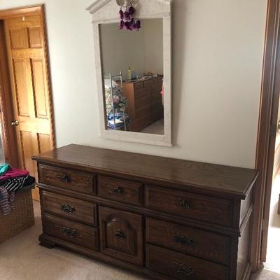 107:  Sumter Colonial Solid Wood Dresser and Hanging Mirror