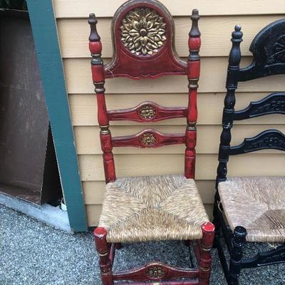 322:  Vintage Wicker bottomed Wood Chairs