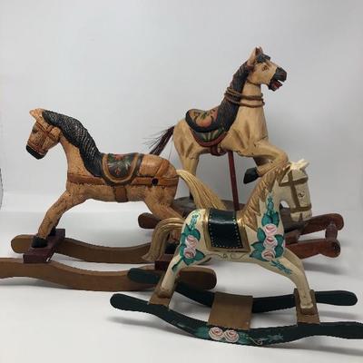 148:  Three Wooden Rocking Horses