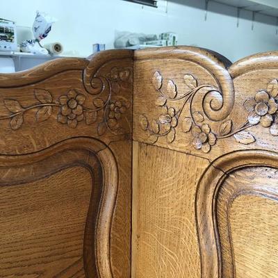 302:  Antique German Solid Wood Hand Carved Corner Hutch