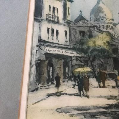 185:  Framed Rome Watercolor Painting
