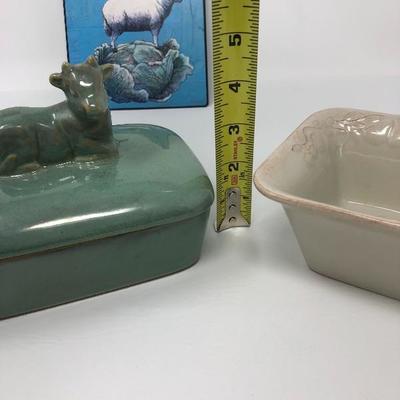 187:  Sheep Cookie Jar, Cow Pottery and Others