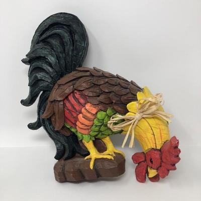 144:  Wooden  Roosters and Chickens