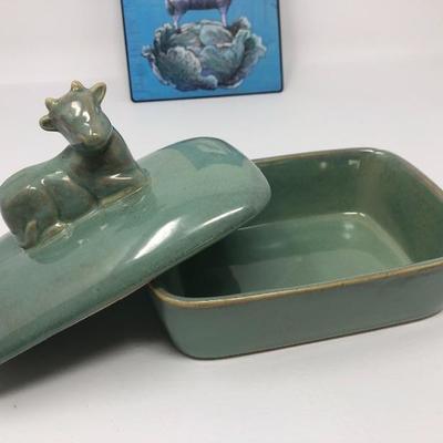 187:  Sheep Cookie Jar, Cow Pottery and Others