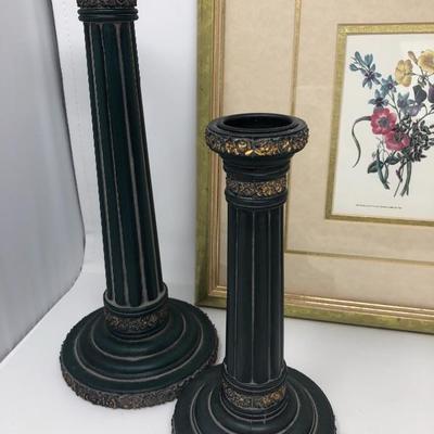 196:  Candlesticks and Framed Art