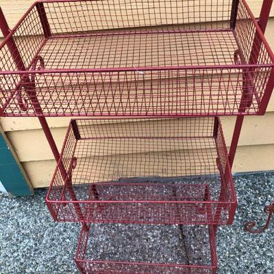 318:  Red Kitchen Storage Rack and Red Plate Wall Rack 