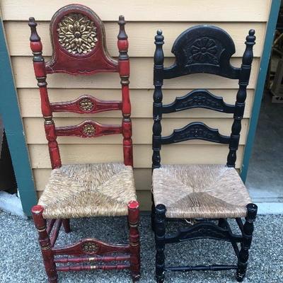 322:  Vintage Wicker bottomed Wood Chairs