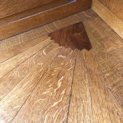 302:  Antique German Solid Wood Hand Carved Corner Hutch