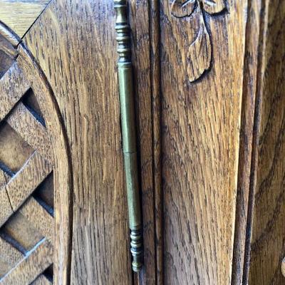 302:  Antique German Solid Wood Hand Carved Corner Hutch