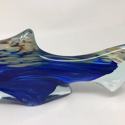 130:  Hand Crafted Glass Fish, Floral Japanese Charger and Small Fish Bowl
