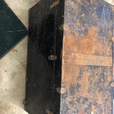 177:  Antique Well Traveled Travel Trunk 