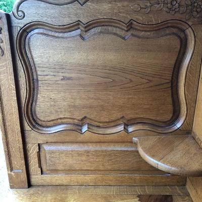 302:  Antique German Solid Wood Hand Carved Corner Hutch