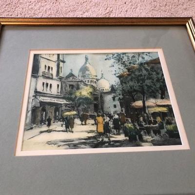 185:  Framed Rome Watercolor Painting