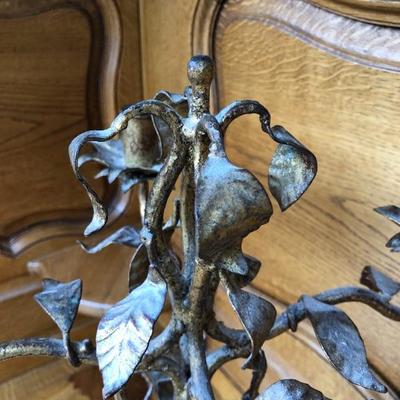 311:  Vintage Candelabra Gold Toned Leaf Design 