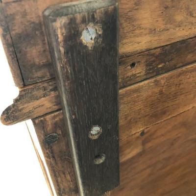 302:  Antique German Solid Wood Hand Carved Corner Hutch