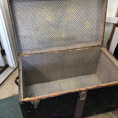 177:  Antique Well Traveled Travel Trunk 