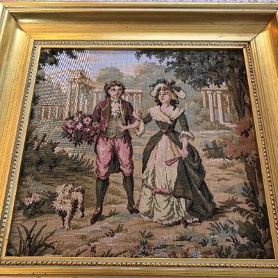 117:  French Framed Needlepoint Art