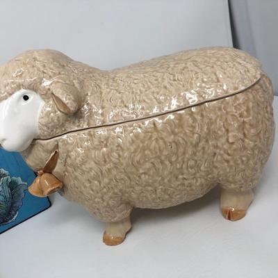 187:  Sheep Cookie Jar, Cow Pottery and Others