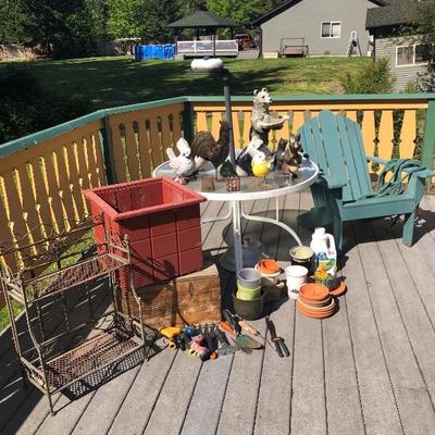 157:   Adirondack Chair, Patio Table and Lots of Outdoor Decor Items