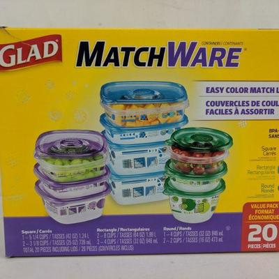 Glad Matchware 20 Pieces - Opened