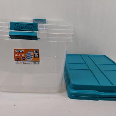 72 Qt. Clear Storage Bin with Blue HI-RISE Lid