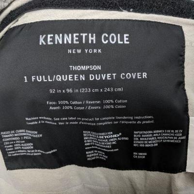Kenneth Cole Thompson Duvet Cover, Gray, Queen - Opened