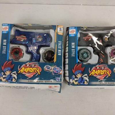 Top Set Rapidity, One Blue One Black, Beyblade Generic - Missing Parts