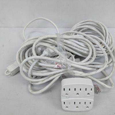 White Extension Cord, 6 Piece Outlet Splitter 