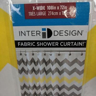 Excell Shower Curtain Hooks, InterDesign Shower Curtain Chevron Print - New