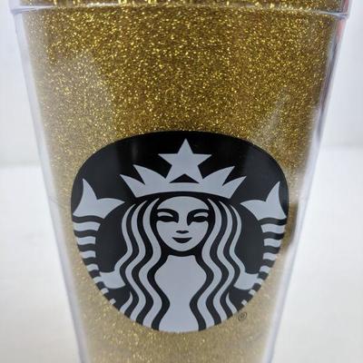 Starbucks 16 oz Tumbler, Gold Sparkle - New