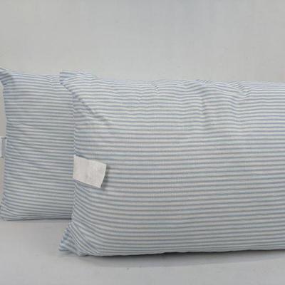Blue/White Striped Standard Pillows, 2 - New